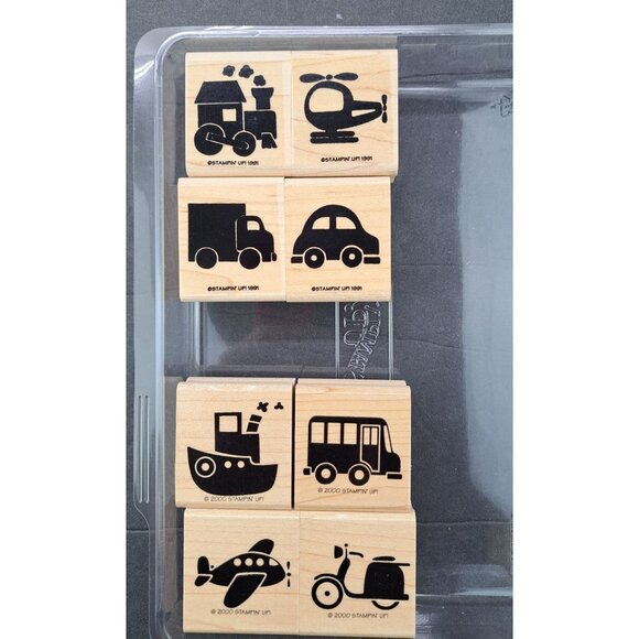 Stampin Up Lot of 2 Rubber Stamp Sets Going Places Going Somewhere Bus 8 Stamps - Picture 1 of 6